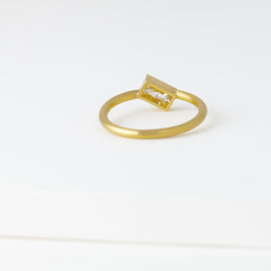 Position yellow gold rectangle frame marquis diamond ring