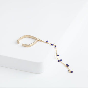 Syami hanging lapis lazuli chain ear cuff