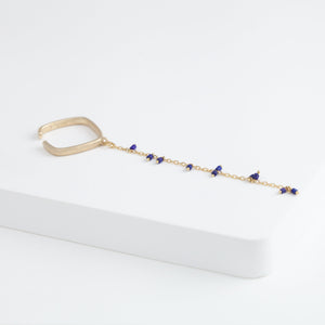Syami hanging lapis lazuli chain ear cuff