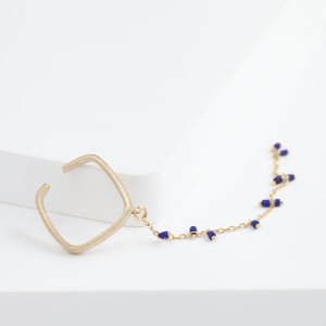 Syami hanging lapis lazuli chain ear cuff