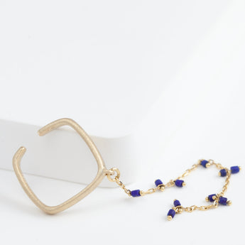 Syami hanging lapis lazuli chain ear cuff