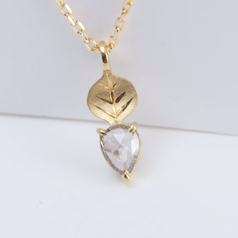 Leaf one-of-a-kind pear champagne diamond necklace