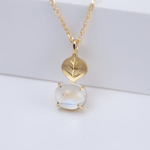 Leaf one-of-a-kind moonstone necklace