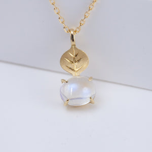 Leaf one-of-a-kind moonstone necklace