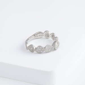 Leaf pave platinum ring with diamonds