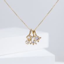 Load image into Gallery viewer, Tiny rectangular rainbow moonstone and diamond necklace
