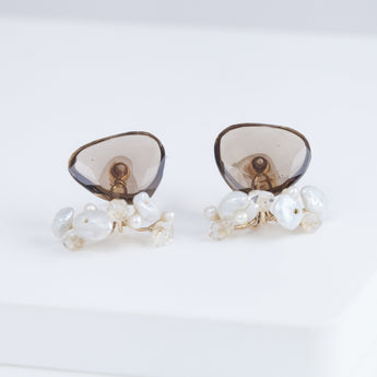 Fairy smoky quartz and mixed white stones earrings