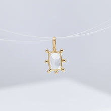 Load image into Gallery viewer, Tiny rectangular rainbow moonstone and diamond necklace
