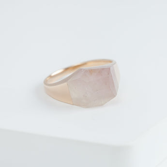 Mini rock crystal lithium in quartz ring - rose gold plated silver