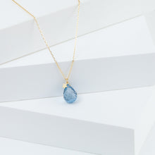 Load image into Gallery viewer, Blue topaz briolette smiley necklace
