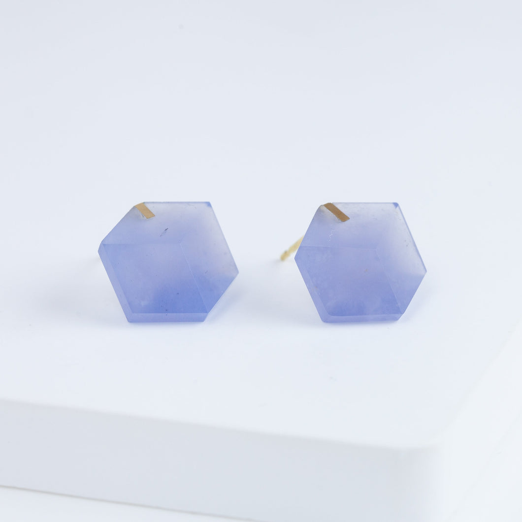 Cube blue chalcedony earrings