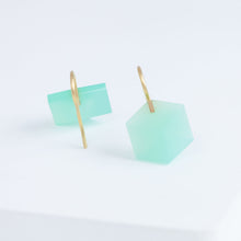 Load image into Gallery viewer, Cube chrysoprase drop earring - limited edition
