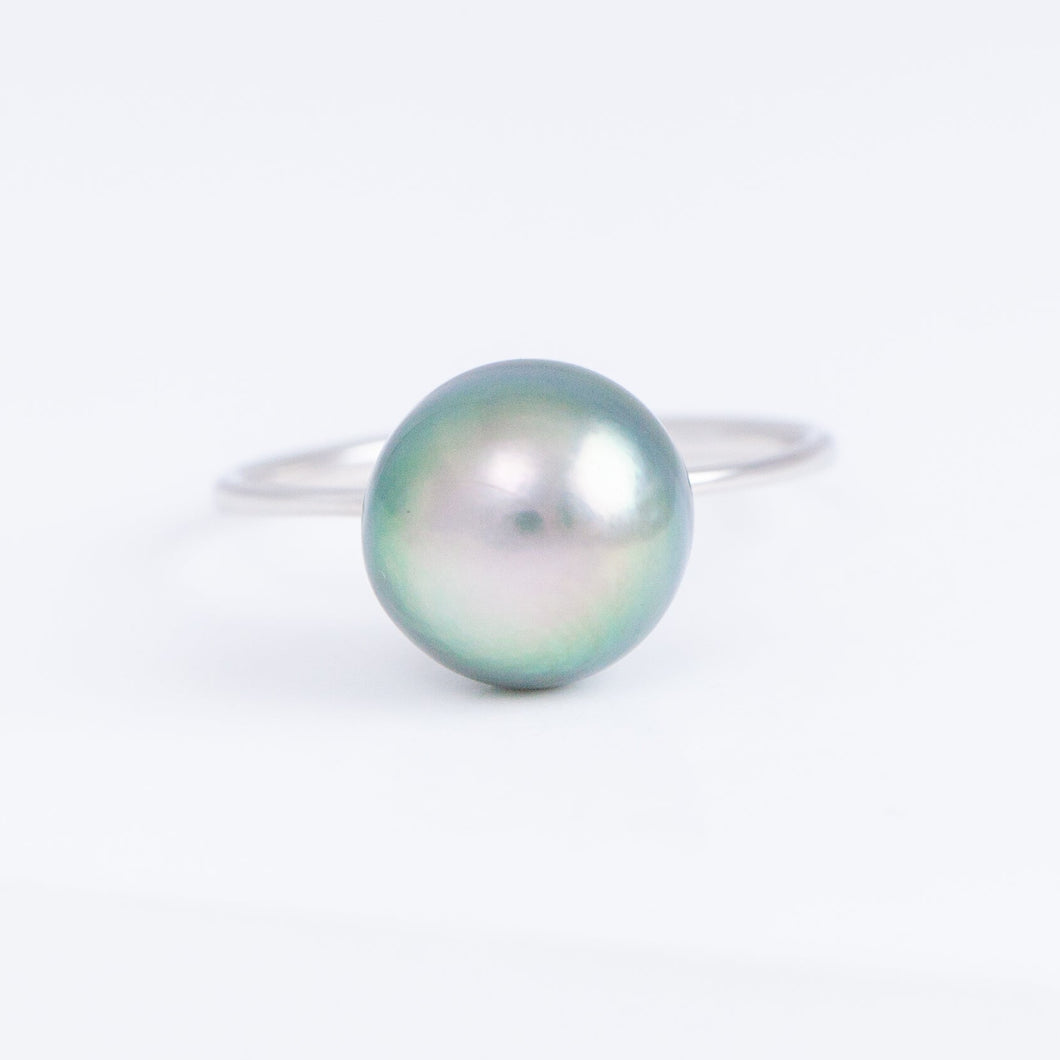 OOAK peacock southsea pearl platinum ring