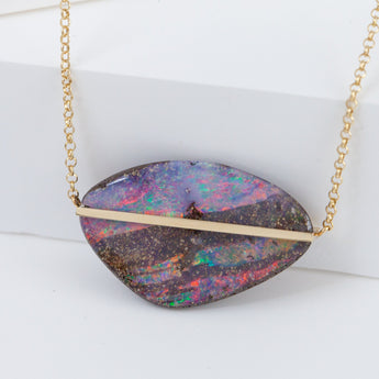 Band one-of-a-kind boulder opal necklace (No. 3994)