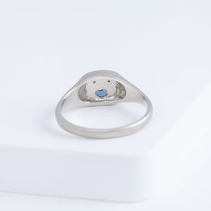 Small happy face platinum signet ring
