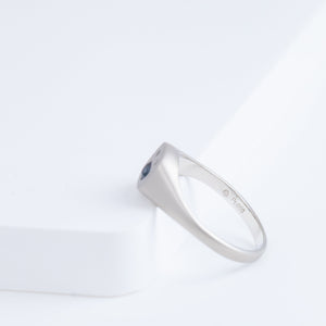 Small happy face platinum signet ring