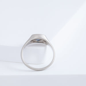 Small happy face platinum signet ring