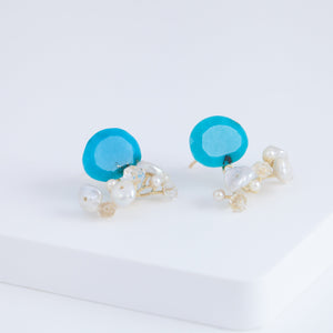 Fairy turquoise and mixed white stone earrings