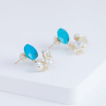Load image into Gallery viewer, Fairy turquoise and mixed white stone earrings
