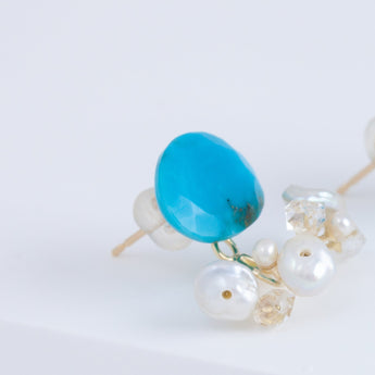 Fairy turquoise and mixed white stone earrings
