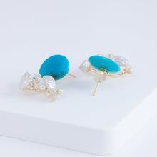Load image into Gallery viewer, Fairy turquoise and mixed white stone earrings
