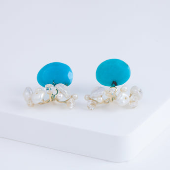 Fairy turquoise and mixed white stone earrings