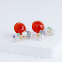Load image into Gallery viewer, Fairy round faceted carnelian and mixed stone earrings
