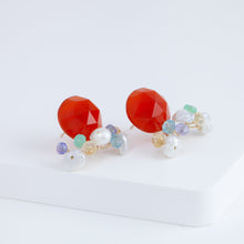 Load image into Gallery viewer, Fairy round faceted carnelian and mixed stone earrings

