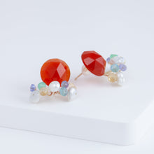 Load image into Gallery viewer, Fairy round faceted carnelian and mixed stone earrings
