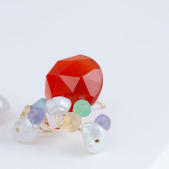 Fairy round faceted carnelian and mixed stone earrings