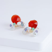 Load image into Gallery viewer, Fairy round faceted carnelian and mixed stone earrings
