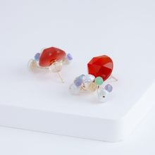 Load image into Gallery viewer, Fairy round faceted carnelian and mixed stone earrings
