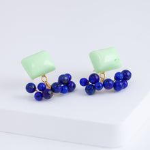 Load image into Gallery viewer, Fairy lemon chrysoprase and lapis lazuli earrings
