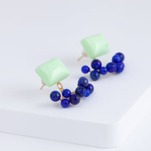 Load image into Gallery viewer, Fairy lemon chrysoprase and lapis lazuli earrings
