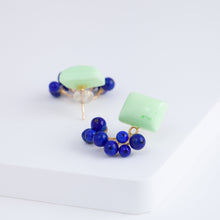 Load image into Gallery viewer, Fairy lemon chrysoprase and lapis lazuli earrings
