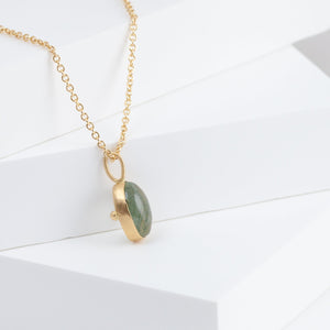 Gallery oval moss aquamarine necklace