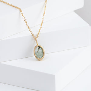 Gallery oval moss aquamarine necklace