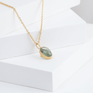 Gallery oval moss aquamarine necklace