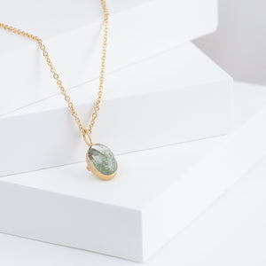 Gallery oval moss aquamarine necklace