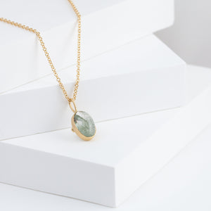 Gallery oval moss aquamarine necklace