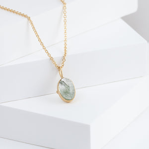 Gallery oval moss aquamarine necklace