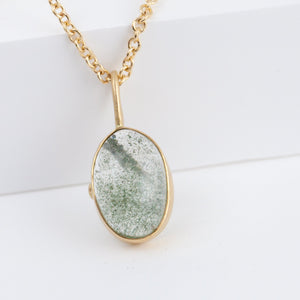 Gallery oval moss aquamarine necklace