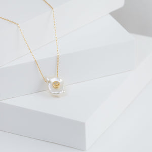 Smiley on pearl with diamonds necklace