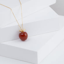 Load image into Gallery viewer, Red carnelian apple necklace
