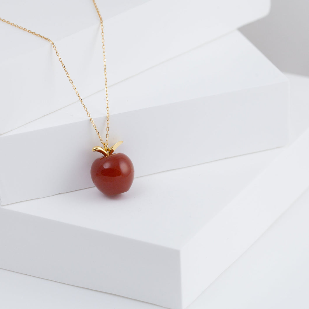 Red carnelian apple necklace