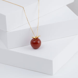 Red carnelian apple necklace