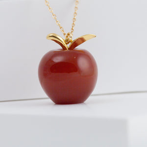 Red carnelian apple necklace