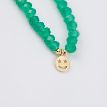 Smiley green onyx beads bracelet