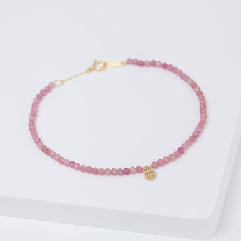 Smiley pink tourmaline beads bracelet