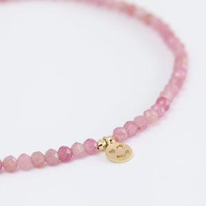 Smiley pink tourmaline beads bracelet